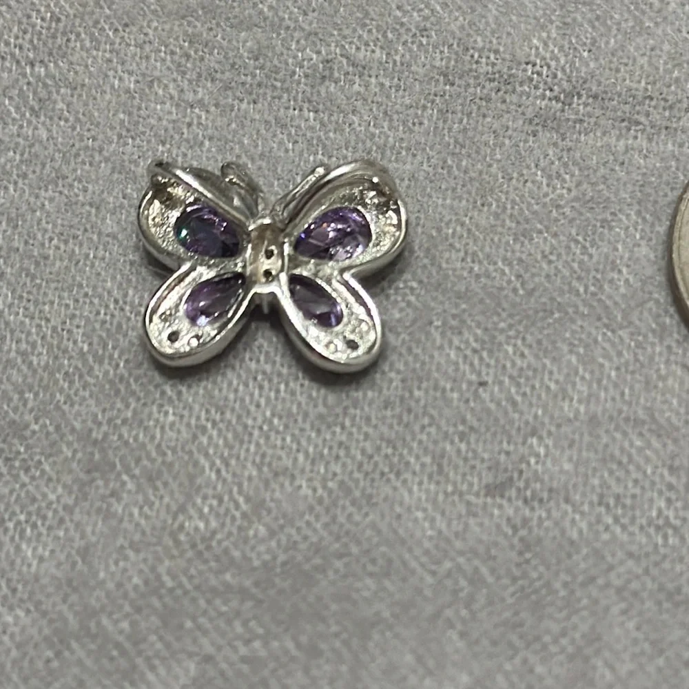 💎  Silver and Purple Butterfly Pendant